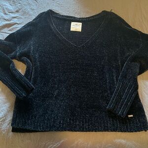 Hollister Black V-Neck Sweater with Ribbed Cuffs